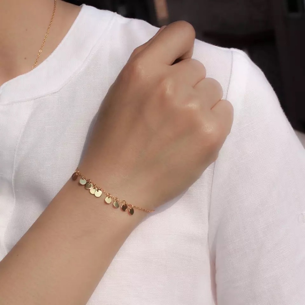 14k Gold Vermeil Adjustable Stacking Bracelet Dainty Charm Anklet